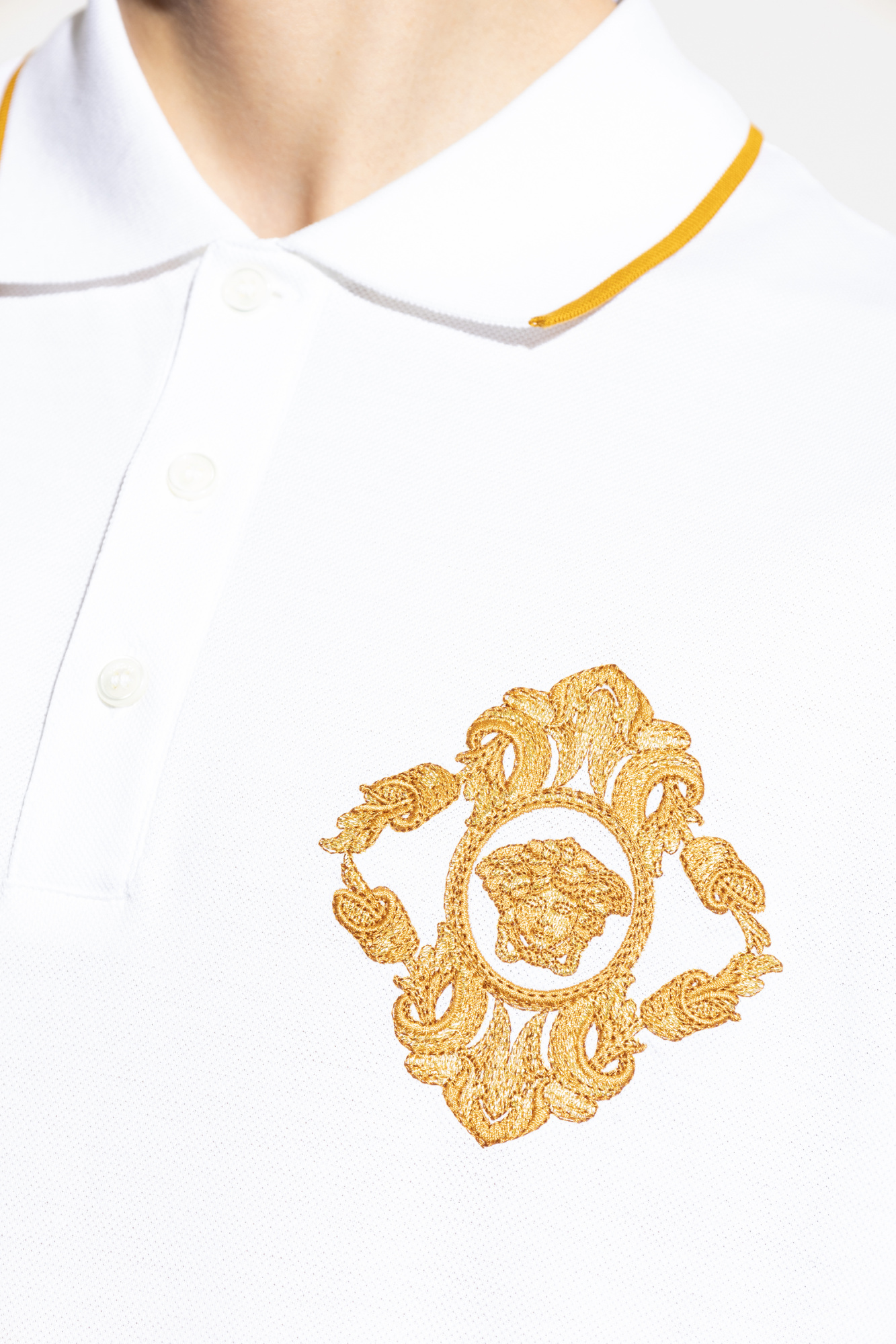 White Polo with decorative embroidery Versace - Vitkac AS